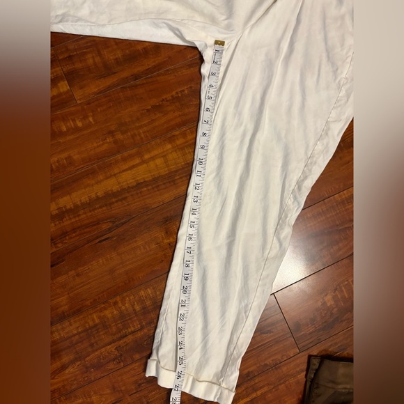 J.Jill Linen Stretch Boho White Straight Cuffed Bottom Leg Pants Large Petite LP - Picture 13 of 15